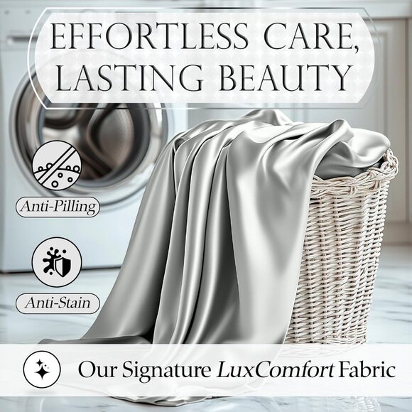 18- Satin 4 Piece Luxury Silky Queen Size Bedding Set 15" Deep - Picture 6 of 8